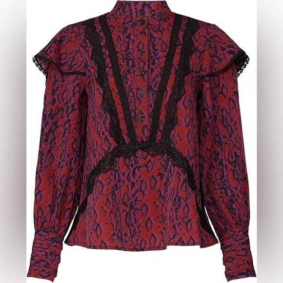 Koche Tops - Koché Red and Black Patterned Top